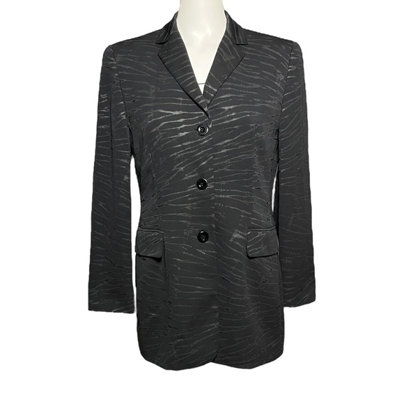 Laurel by Escada Black Blazer Jacket Geometric Pockets Women's Size 38/Medium - Picture 1 of 8